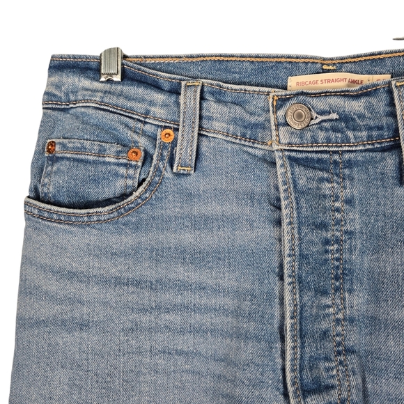 Levi's Ribcage Straight Ankle Jean Women's Size 29 High Rise Button Fly 27" L - Picture 9 of 16